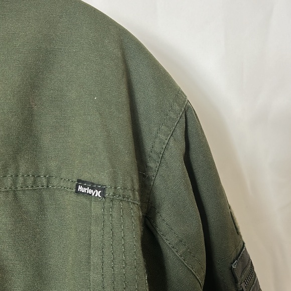 Hurley Men’s Size Small Army Green Heavy Cotton Full Zip and Snap Jacket - Picture 10 of 15